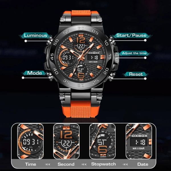 LIGE-Montre de Luxe à Quartz pour Homme, Affichage Numérique LED, Shoous, Mode Militaire, dehors, Date, Chronographe, Nouveau – Image 5
