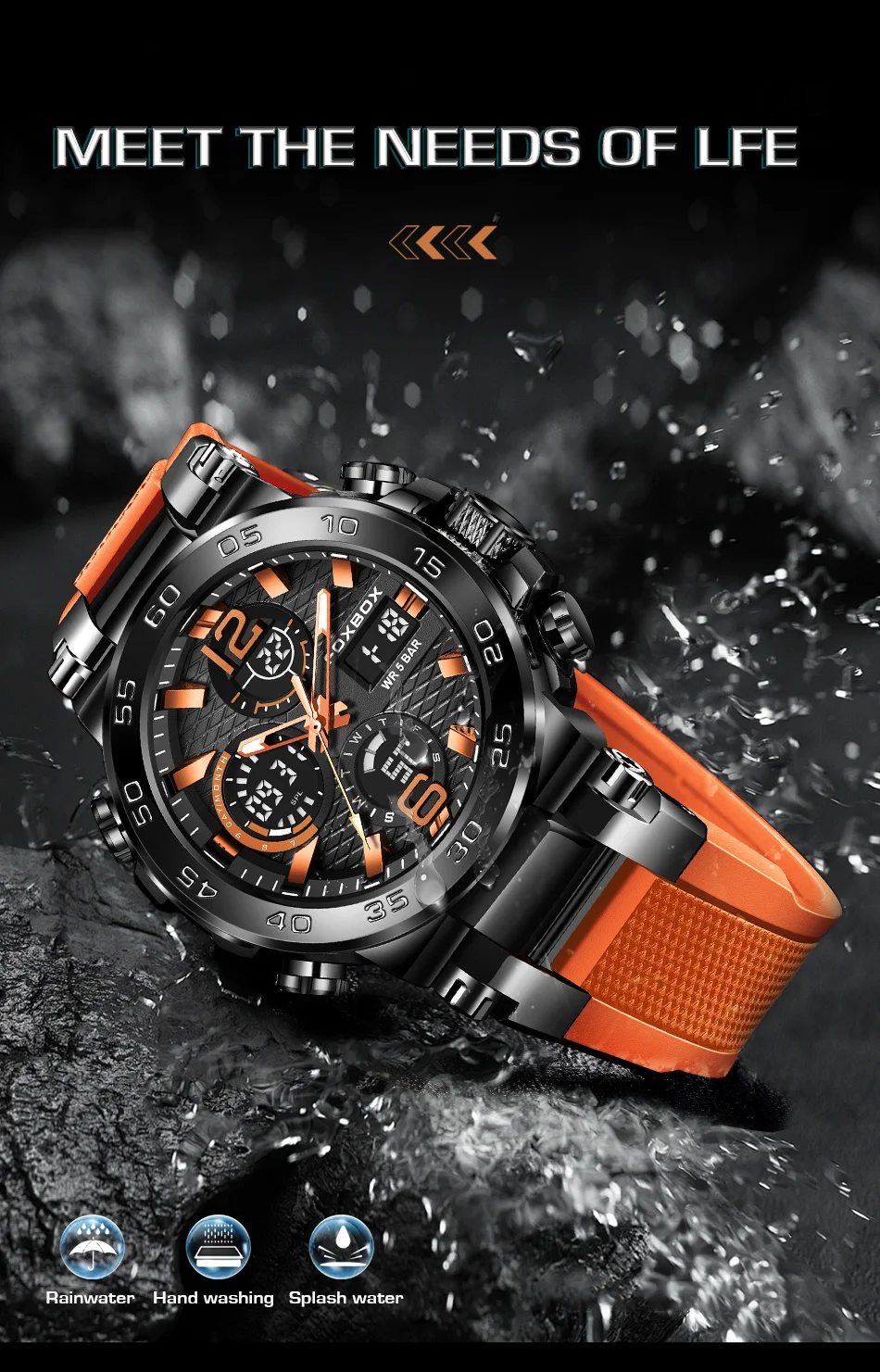 LIGE-Montre de Luxe à Quartz pour Homme, Affichage Numérique LED, Shoous, Mode Militaire, dehors, Date, Chronographe, Nouveau