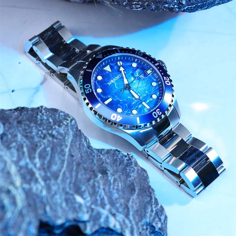MOEMTON-Montre Mécanique existent Shoous pour Homme, Montre de dehors Étanche, Montres de Plongée Luxueuses en Saphir, 10 Bars