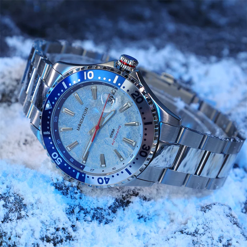 MOEMTON-Montre Mécanique existent Shoous pour Homme, Montre de dehors Étanche, Montres de Plongée Luxueuses en Saphir, 10 Bars