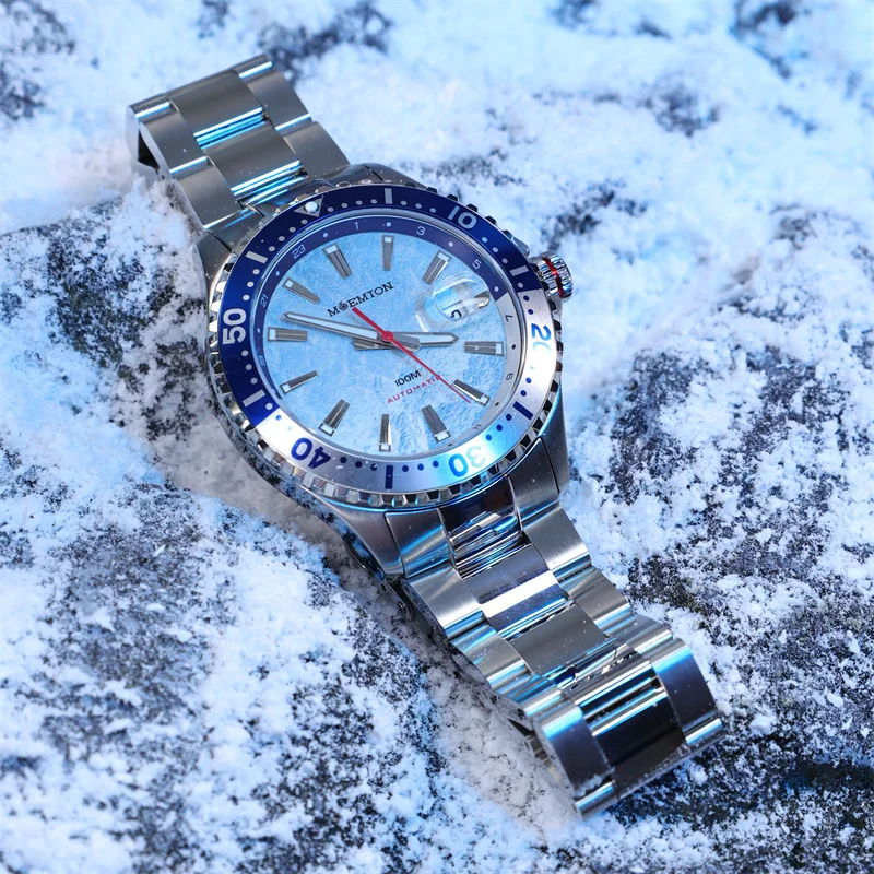 MOEMTON-Montre Mécanique existent Shoous pour Homme, Montre de dehors Étanche, Montres de Plongée Luxueuses en Saphir, 10 Bars