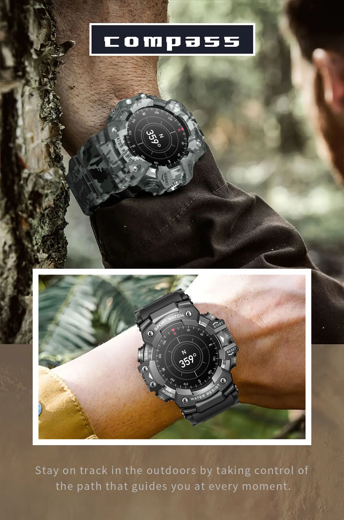 Montre Connectée de dehors Robuste, Bluetooth, Étanche, Colorée, Militaire, avec Lampe de Poche, Boussole SOS pour Téléphone, 2024