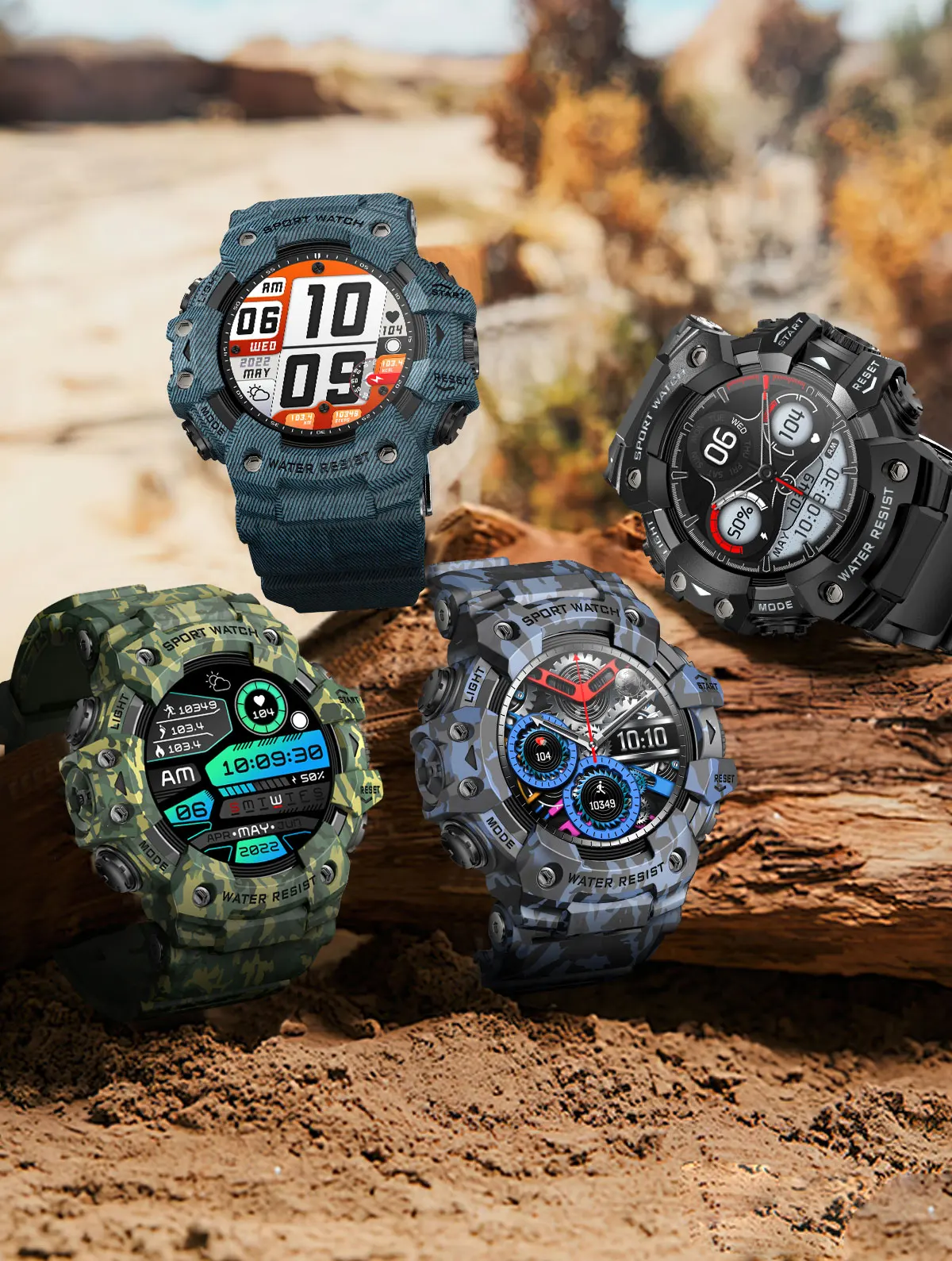 Montre Connectée de dehors Robuste, Bluetooth, Étanche, Colorée, Militaire, avec Lampe de Poche, Boussole SOS pour Téléphone, 2024