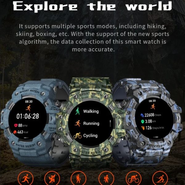 Montre Connectée de dehors Robuste, Bluetooth, Étanche, Colorée, Militaire, avec Lampe de Poche, Boussole SOS pour Téléphone, 2024 – Image 6