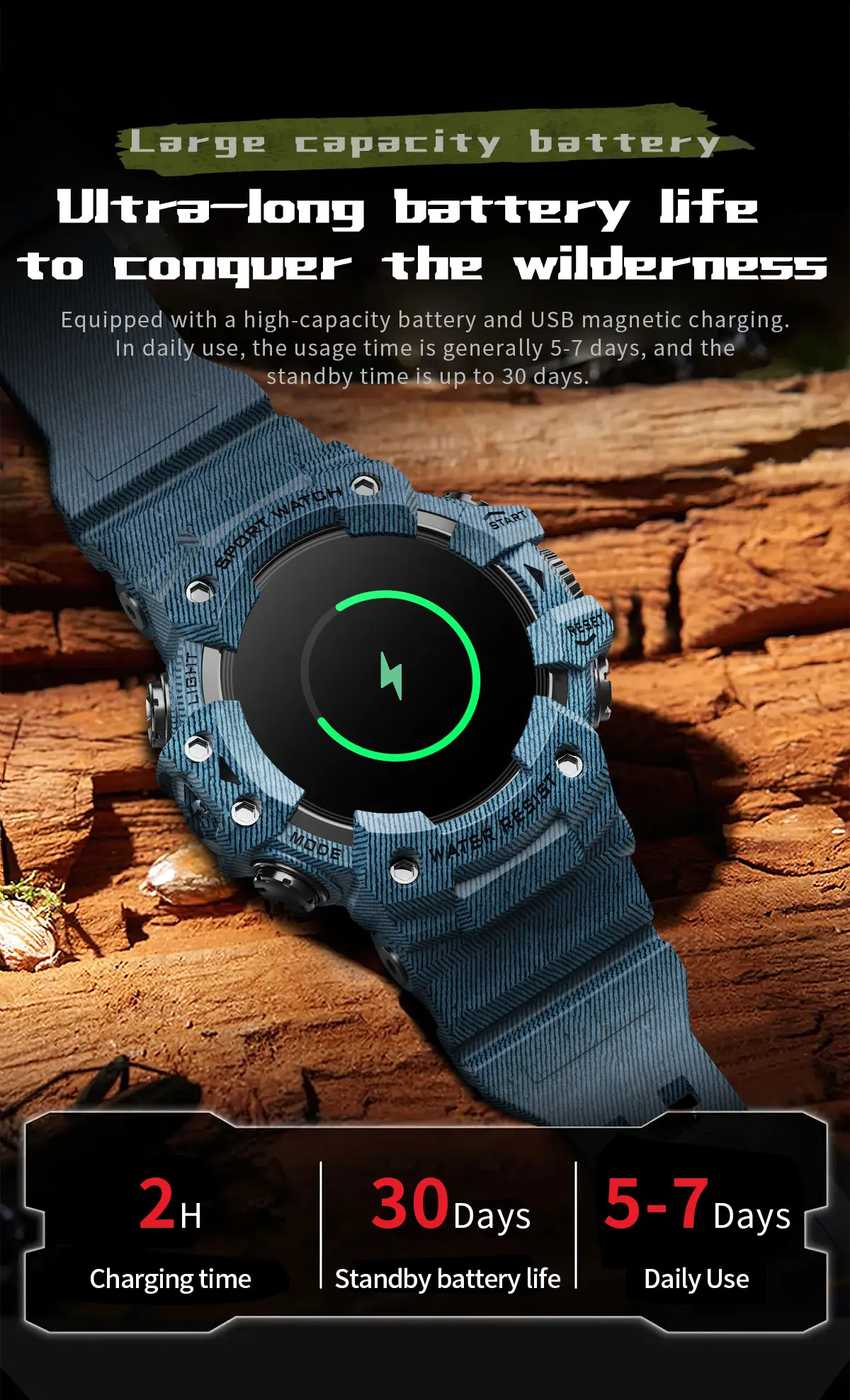 Montre Connectée de dehors Robuste, Bluetooth, Étanche, Colorée, Militaire, avec Lampe de Poche, Boussole SOS pour Téléphone, 2024