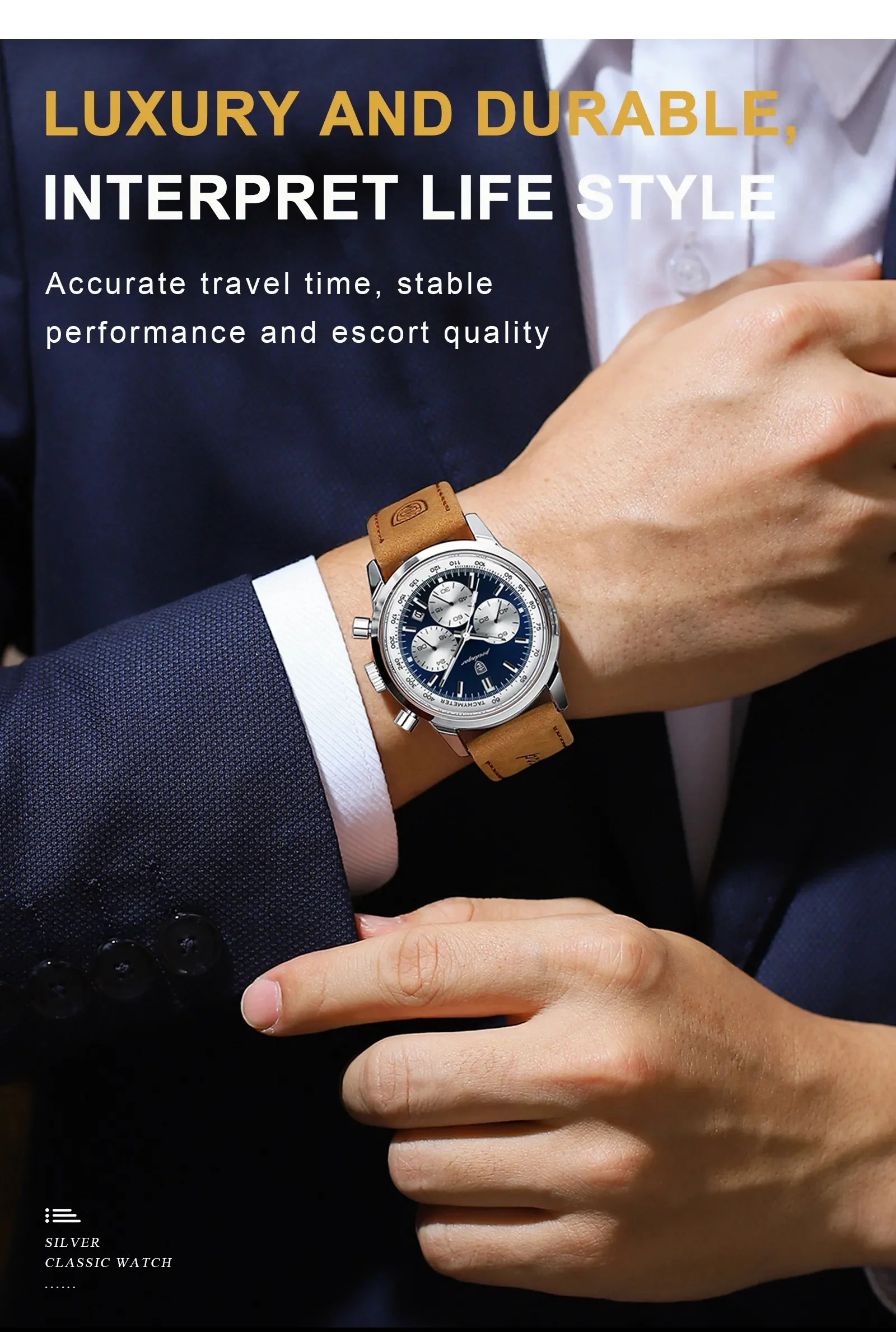 POEDAGAR-Montre-bracelet chronographe Shoous étanche pour homme, montres à quartz en cuir, horloge décontractée, haute qualité, luxe