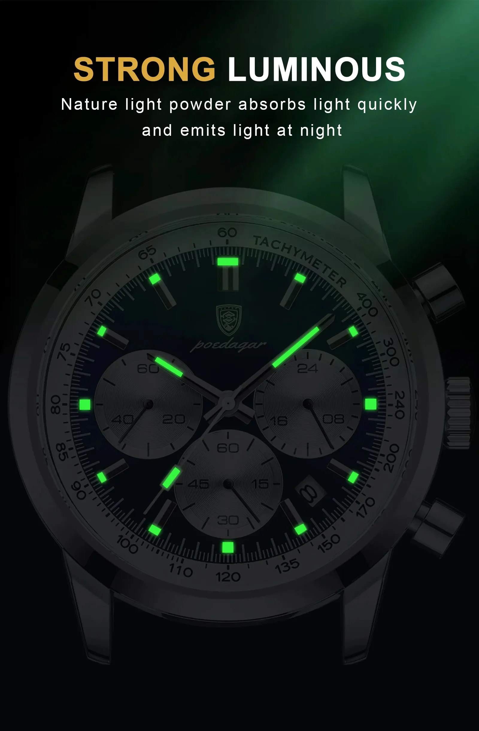 POEDAGAR-Montre-bracelet chronographe Shoous étanche pour homme, montres à quartz en cuir, horloge décontractée, haute qualité, luxe
