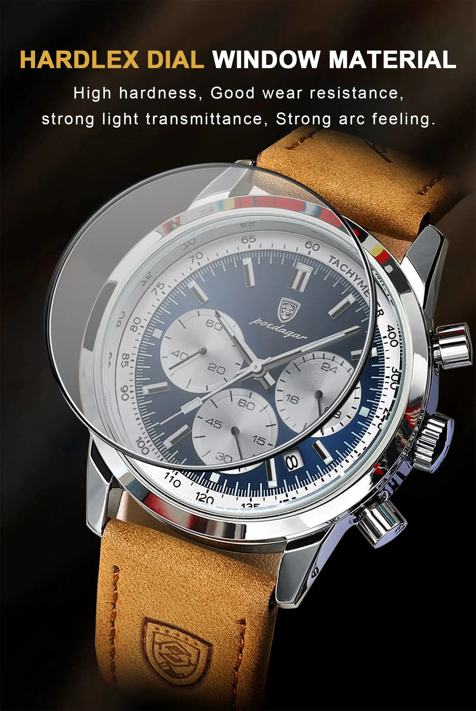 POEDAGAR-Montre-bracelet chronographe Shoous étanche pour homme, montres à quartz en cuir, horloge décontractée, haute qualité, luxe