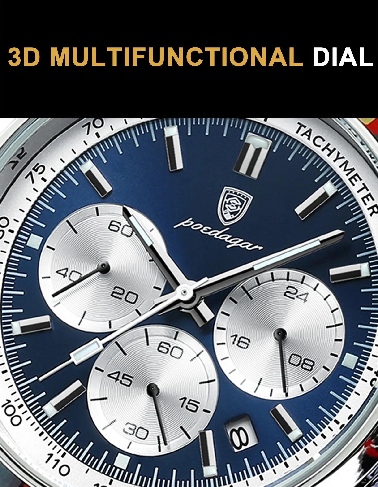 POEDAGAR-Montre-bracelet chronographe Shoous étanche pour homme, montres à quartz en cuir, horloge décontractée, haute qualité, luxe