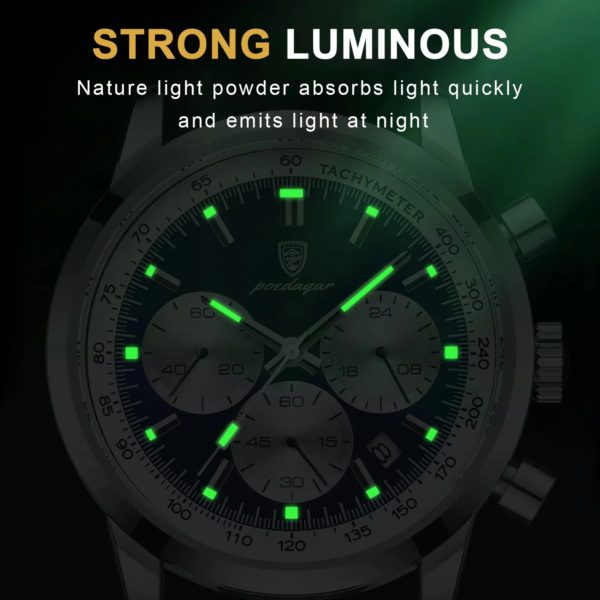 POEDAGAR-Montre-bracelet chronographe Shoous étanche pour homme, montres à quartz en cuir, horloge décontractée, haute qualité, luxe – Image 5