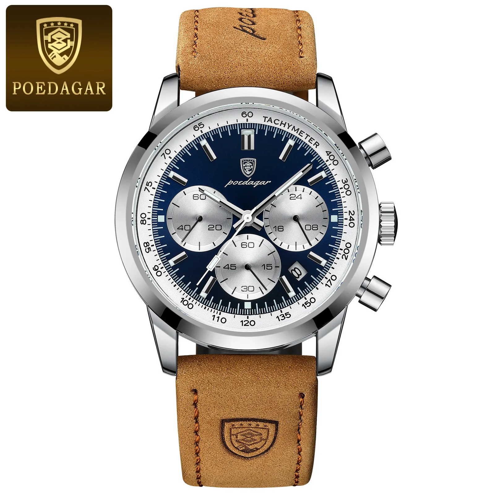 Leather Silver Blue