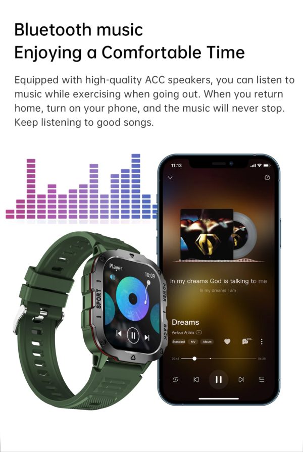 Outoor-Montre intelligente militaire pour homme, IP68, 5iko, tracker d'activité sportive, moniteur de santé, 2024 ", appel BT, montre intelligente pour Android, IOS, nouveau, 1.96 – Image 6