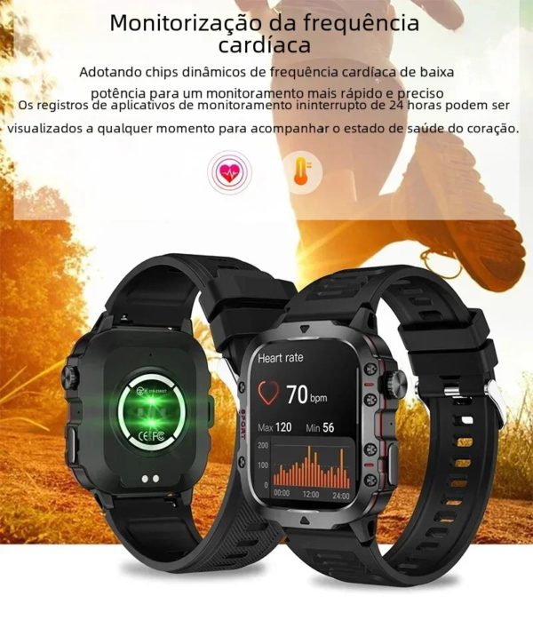 Outoor-Montre intelligente militaire pour homme, IP68, 5iko, tracker d'activité sportive, moniteur de santé, 2024 ", appel BT, montre intelligente pour Android, IOS, nouveau, 1.96 – Image 2