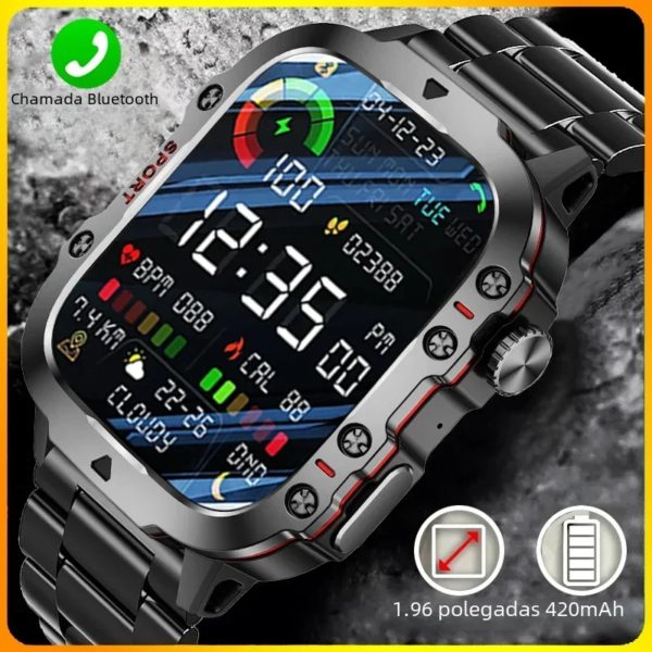 Outoor-Montre intelligente militaire pour homme, IP68, 5iko, tracker d'activité sportive, moniteur de santé, 2024 ", appel BT, montre intelligente pour Android, IOS, nouveau, 1.96